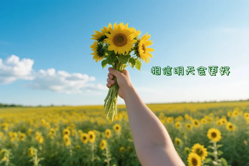 手持向日葵，相信明天会更好