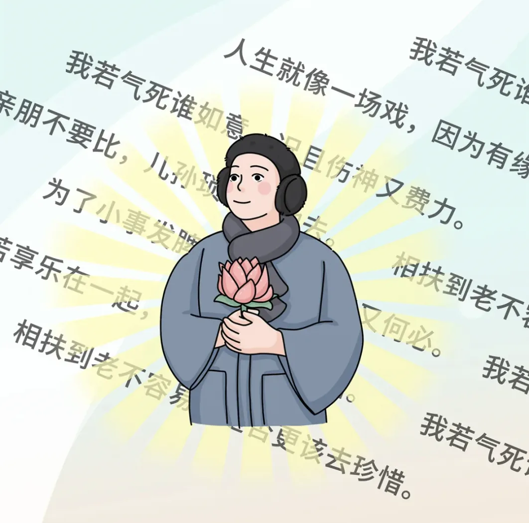 人生就像一场戏静心图片，佛系不生气文字配图